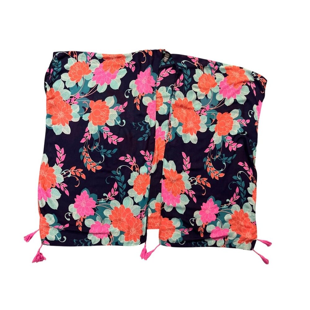 Mixit Floral Swim Cover Up One Size Kimono Tassel Beach Used - Picture 3 of 11